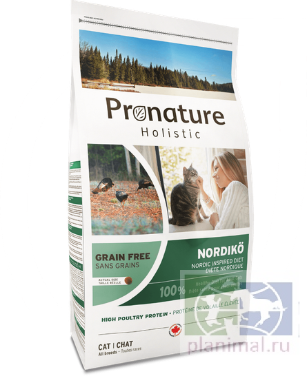 Pronature Holistic Grain Free Nordiko «Северная диета» полноценный беззерновой сухой корм для кошек, 340 гр