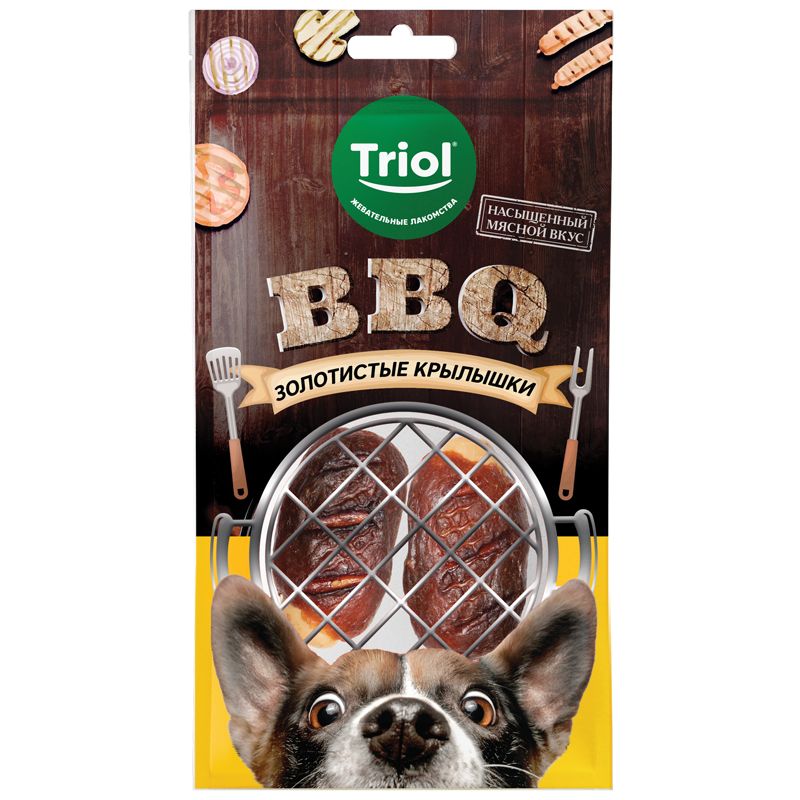 Triol: Лакомство для собак, Золотистые крылышки, серия BBQ, 100 гр.
