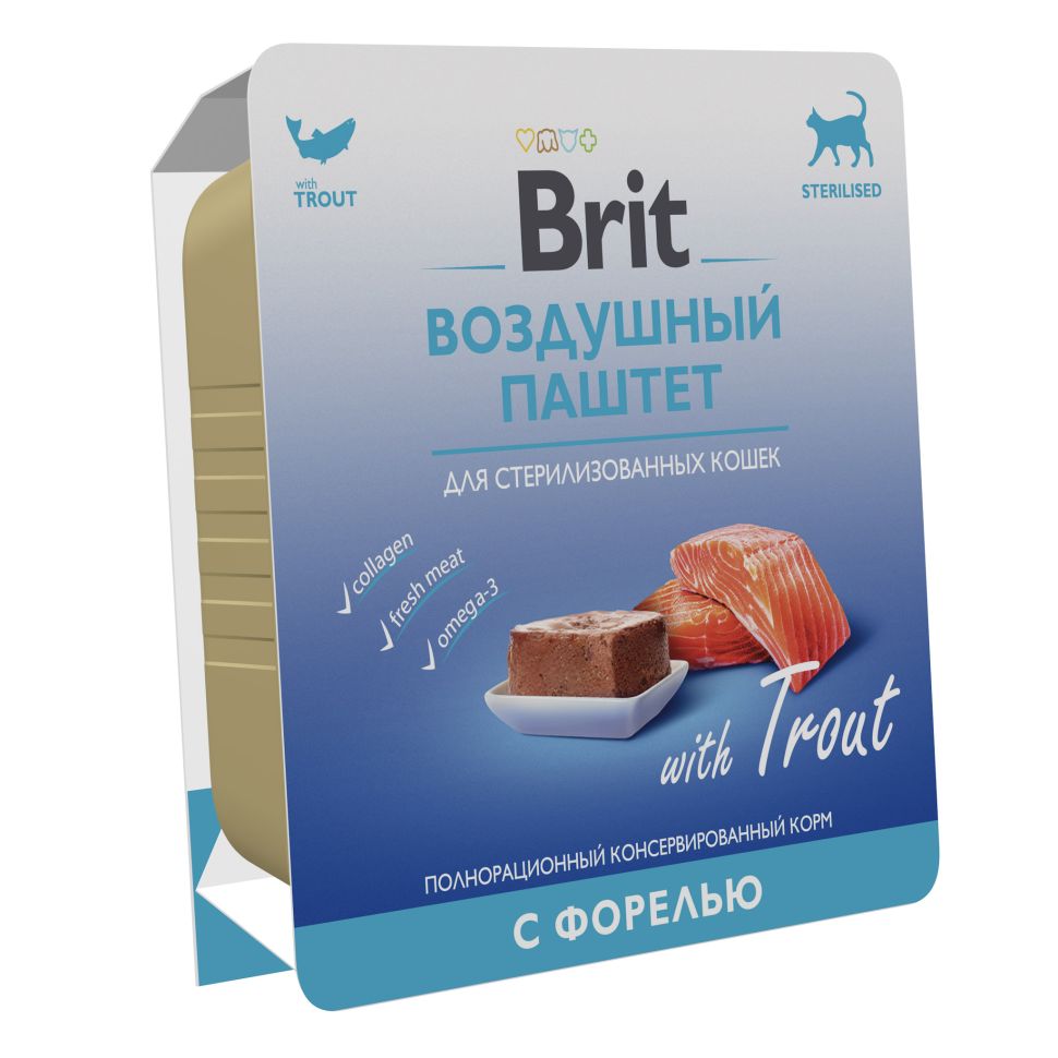 Brit: Premium, Воздушный паштет, для стерилизованных кошек, Форель, 100 гр.