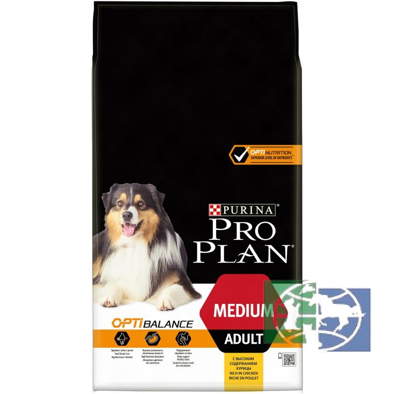 Сухой корм Purina Pro Plan для взрослых собак средних пород, курица с рисом, 7 кг