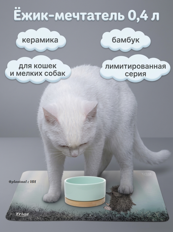 Triol: СоюзМультФильм Ежик в тумане Миска керамическая Ёжик-мечтатель, бамбук, 0,4 л, 30231068