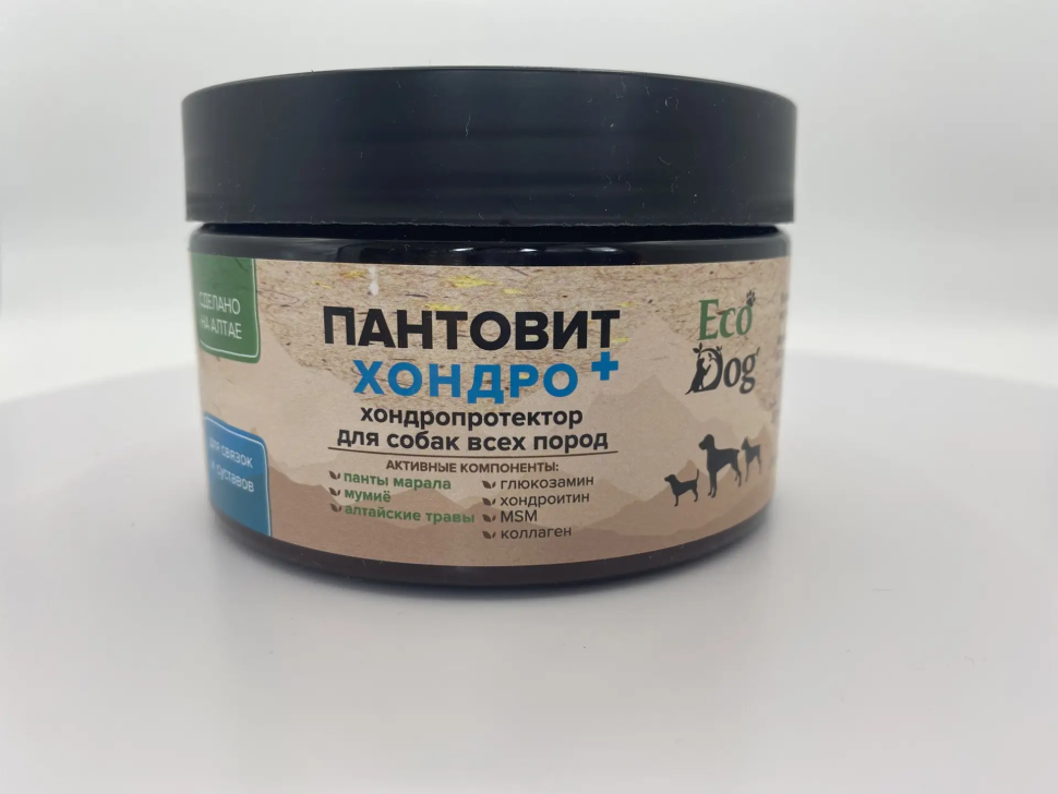 Идальго: ЭкоДог Пантовит хондро + , хондропротектор для собак и кошек с пантами марала, 150 гр.