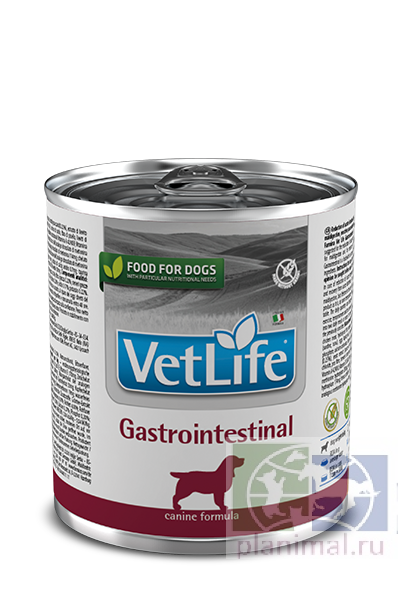 Vet Life Dog Gastro-Intestinal влажный корм для собак при заболеваниях ЖКТ в паштете, 300 гр.