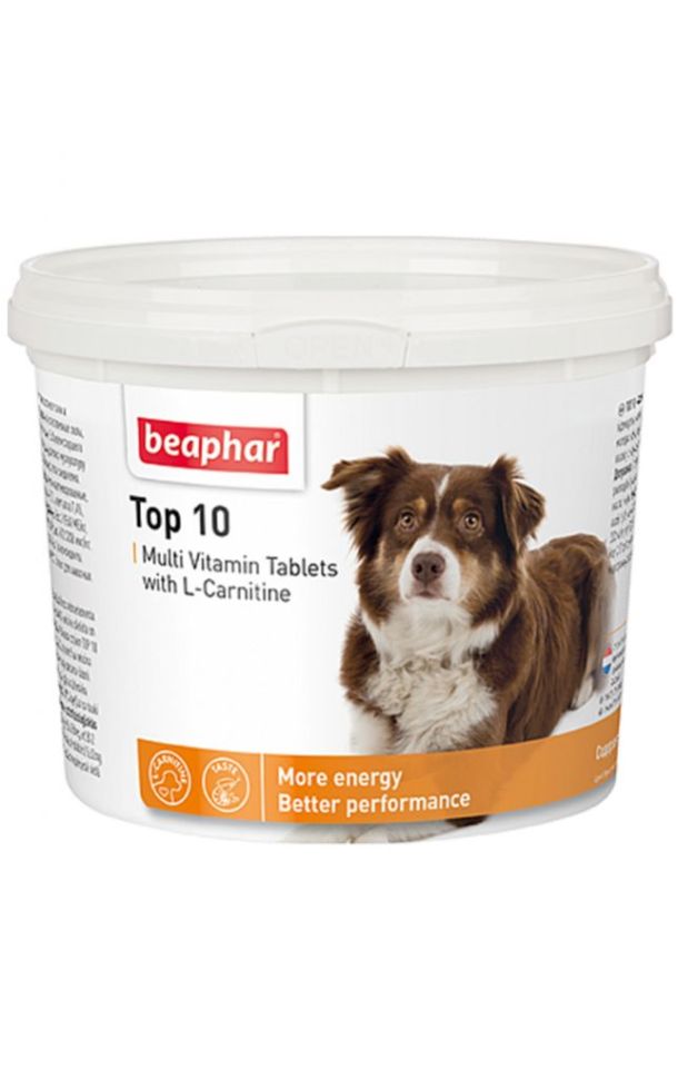 Beaphar: Кормовая добавка Top 10 с L-карнитином для собак, 180 табл.