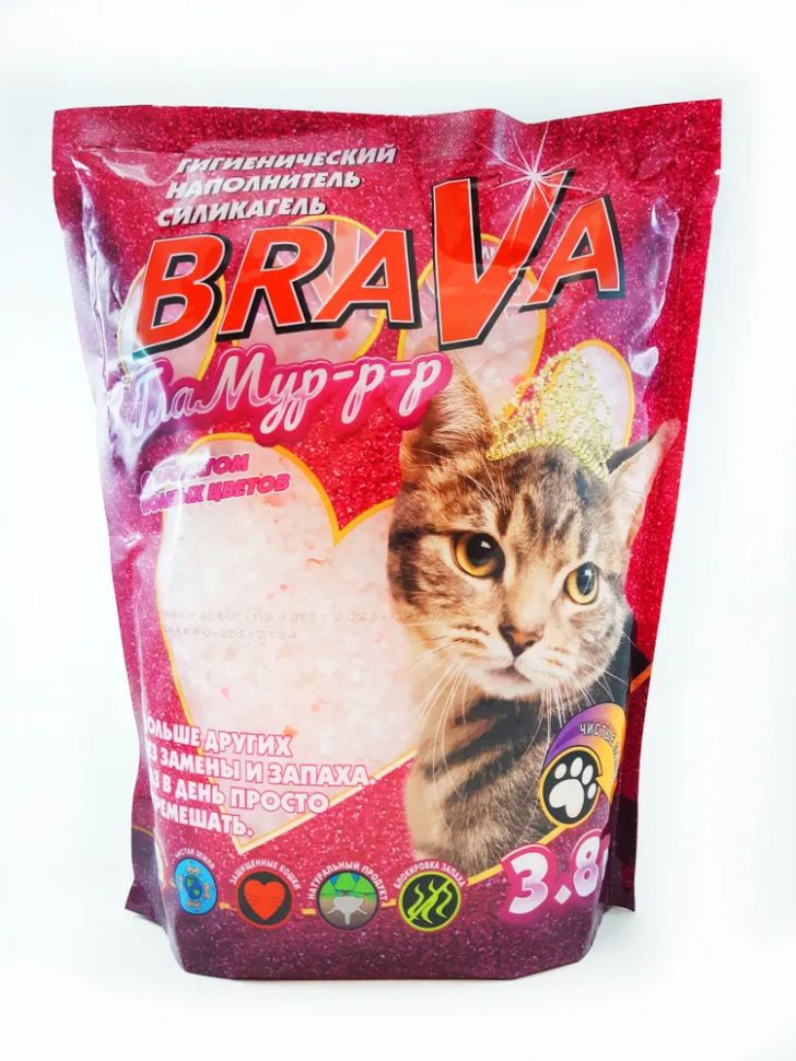 Brava: Гламур гигиенический наполнитель, силикагель, для кошек, с ароматом полевых цветов, 3,8 л