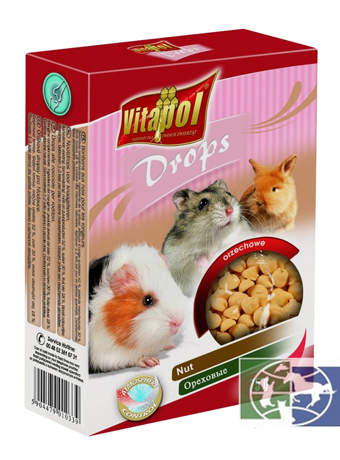 Vitapol Drops Snack Nut дропсы ореховые для грызунов, 75 гр., арт. ZVP-1033