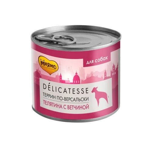 Влажный корм Мнямс: Паштет из телятины с ветчиной "Террин по-версальски", для собак всех пород, 200 гр.
