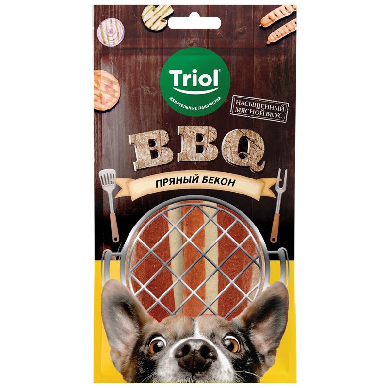 Triol: Лакомство для собак, Пряный бекон, серия BBQ, 66 гр.