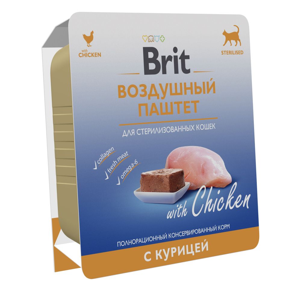 Brit: Premium, Воздушный паштет, для стерилизованных кошек, Курица, 100 гр.