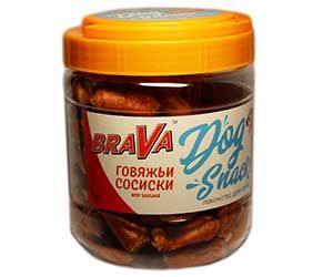 BRAVA лакомство для собак Говяжьи сосиски 750 гр.