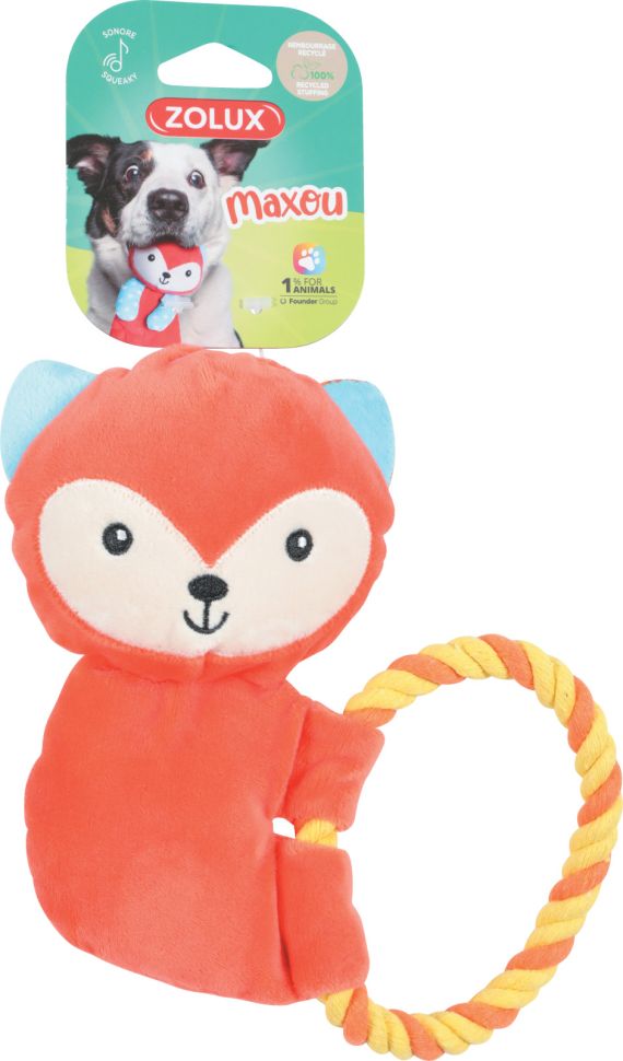 Zolux: Плюшевая игрушка тяни-толкая с пищалкой Хитрый лис, 17 см, арт. 480167ORA