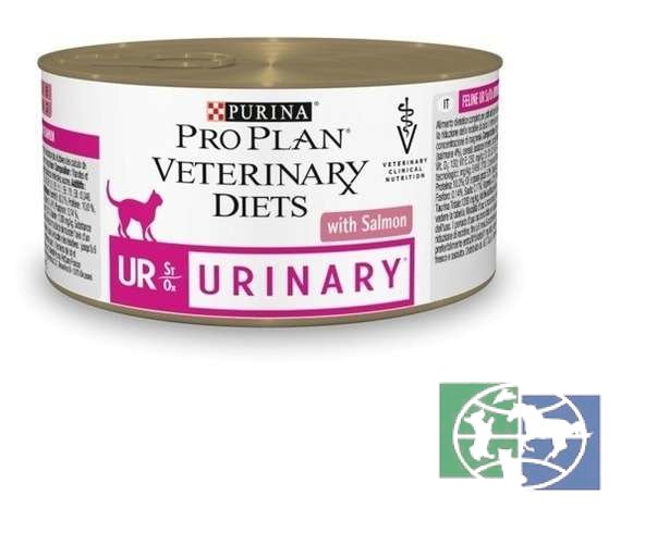 Консервы Purina Pro Plan Veterinary Diets UR Urinary для кошек с болезнями нижних отделов мочевыводящих путей, лосось, 195 гр.
