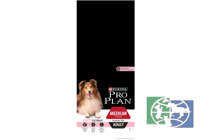Сухой корм Purina Pro Plan для взрослых собак средних пород с чувствительной кожей, лосось с рисом, 7 кг