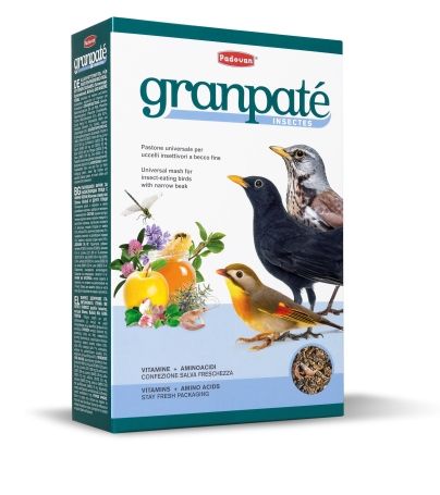 Padovan GRANPÂTÉE insectes комплексный корм с насекомыми и небольшими ракообразными для насекомоядных птиц с узким клювом, 1 кг
