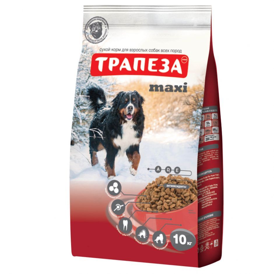 Трапеза "Макси" сухой корм для взрослых собак крупных пород, 10 кг