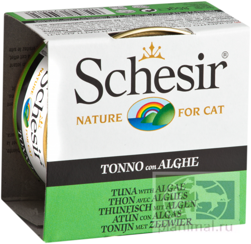 Schesir тунец с водорослями консервы для кошек, 85 гр. ж/б