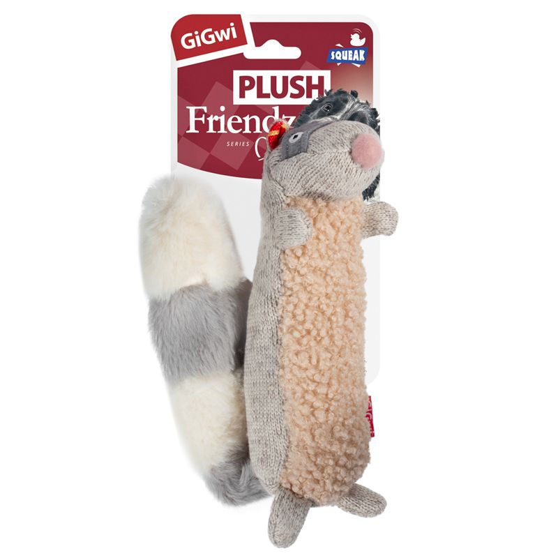 GiGwi Игрушка Енот с пищалкой 17см, серия PLUSH FRIENDZ, арт. 75310