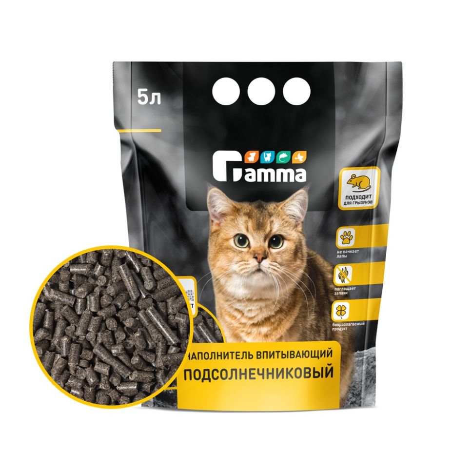 Gamma: Наполнитель впитывающий, подсолнечниковый, 5 л