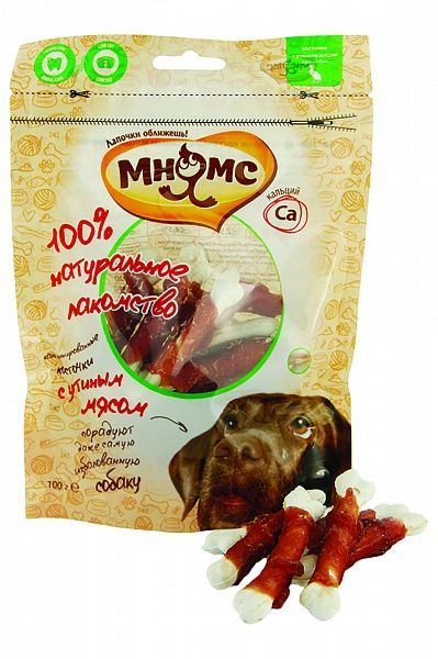Мнямс лакомство для собак кальцинированные косточки с утиным мясом 100 гр.