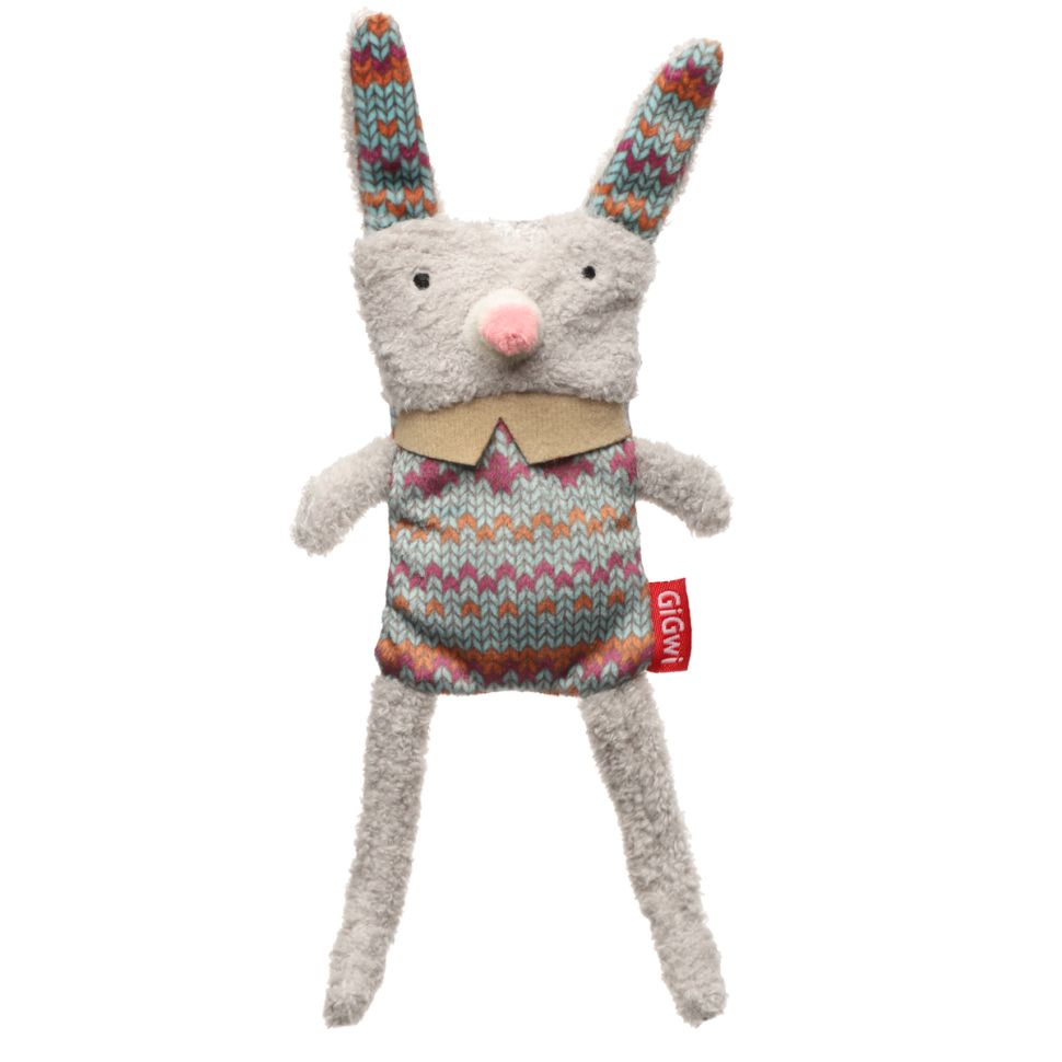 GiGwi Игрушка для собак Зайчик со 2-мя сменными пищалками 23 см, серия PLUSH FRIENDZ, 85129