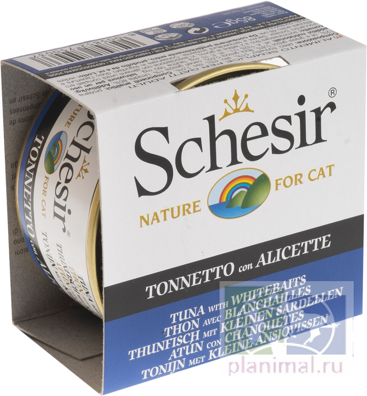 Schesir тунец со снетком консервы для кошек, 85 гр. ж/б