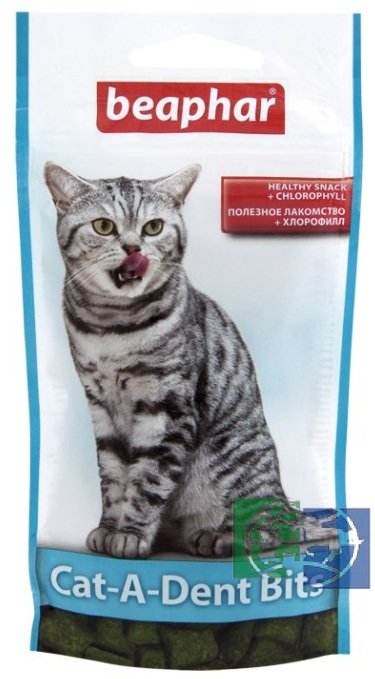 Beaphar: подушечки  35гр, "Cat-A-Dent Bits" д/чистки зуб, кошек