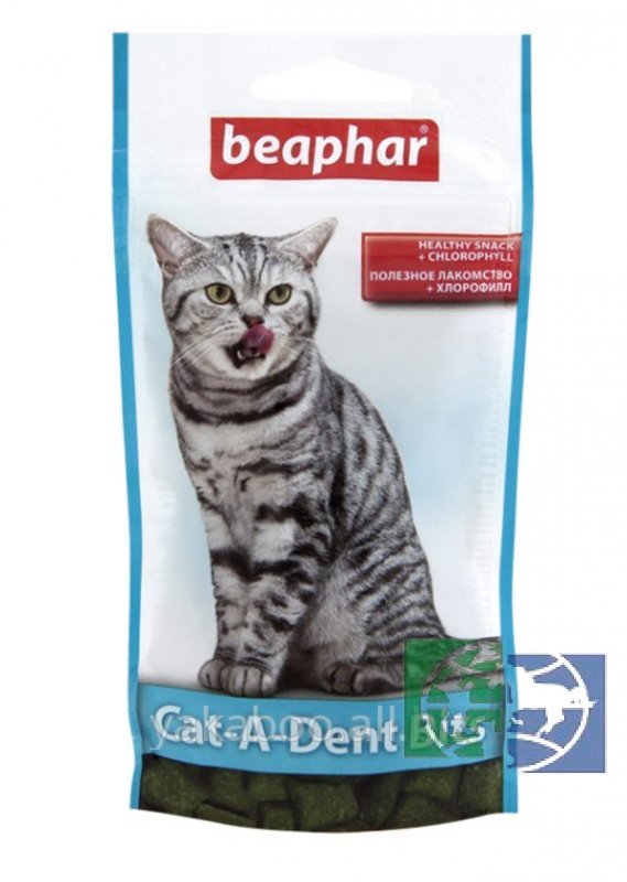 Beaphar: подушечки  35гр, "Cat-A-Dent Bits" д/чистки зуб, кошек