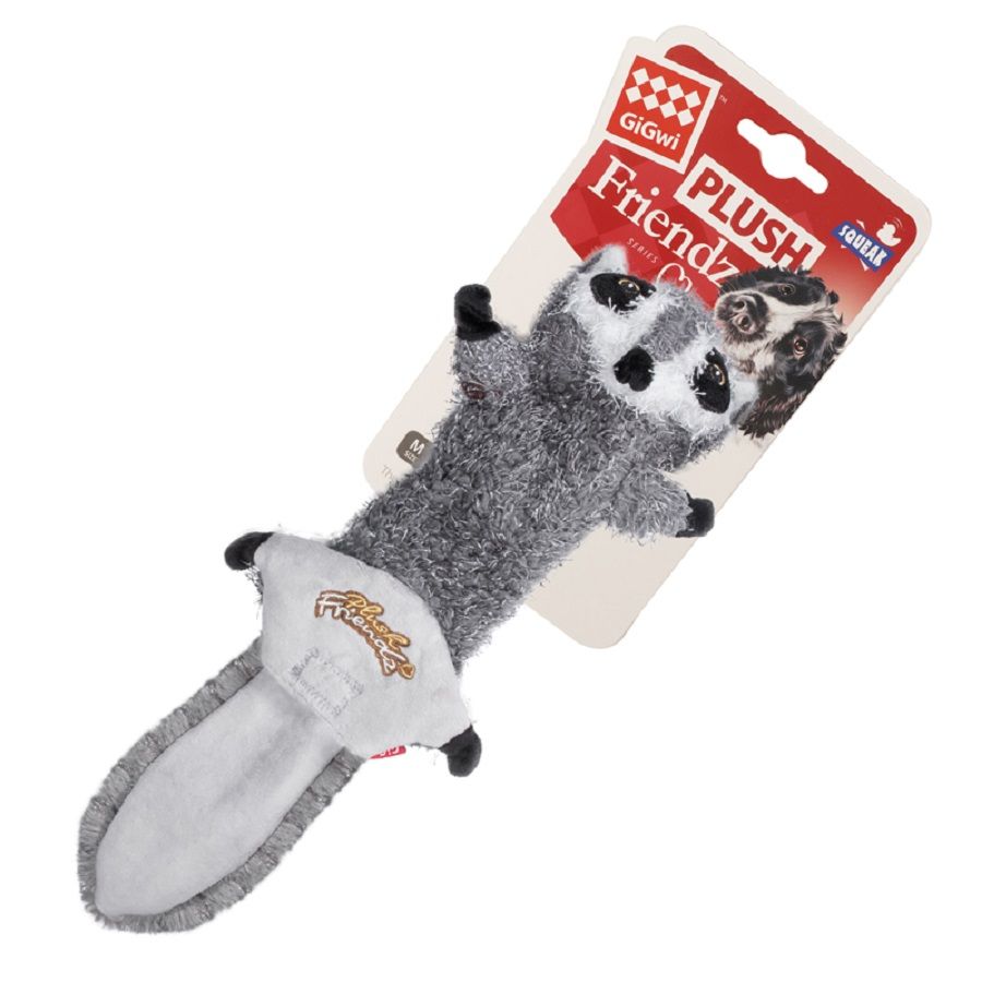 GiGwi: Шкурка енота со сменными пищалками 37см, серия PLUSH FRIENDZ, арт. 75352