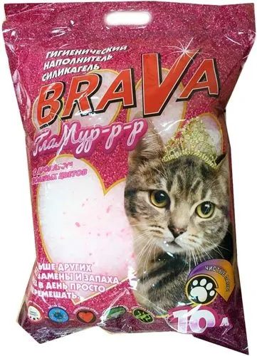 Brava: Гламур гигиенический наполнитель, силикагель, для кошек, с ароматом полевых цветов, 10 л