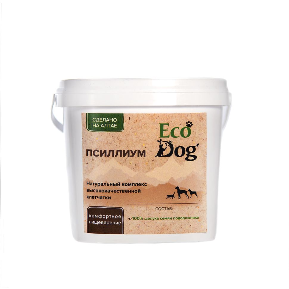 Идальго: ЭкоДог Псиллиум, натуральная клетчатка шелухи семян подорожника для собак, 200 гр.