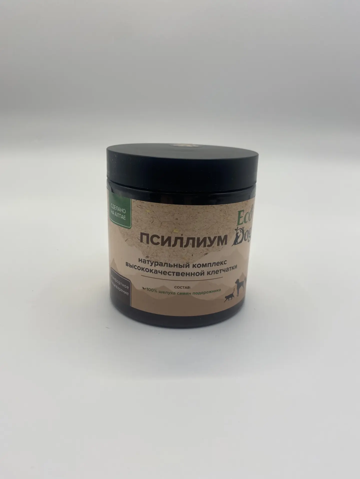 Идальго: ЭкоДог Псиллиум, натуральная клетчатка шелухи семян подорожника для собак, 200 гр.