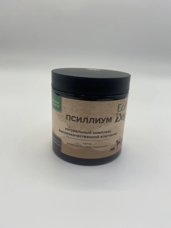 Идальго: ЭкоДог Псиллиум, натуральная клетчатка шелухи семян подорожника для собак и кошек, 200 гр.