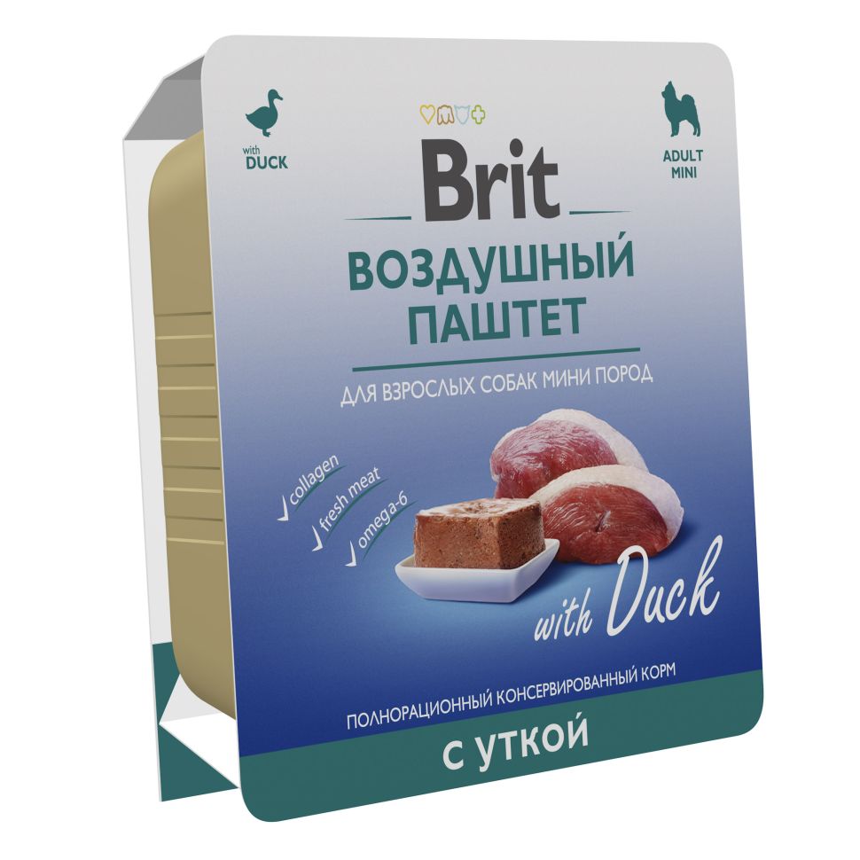 Brit: Premium, Воздушный паштет, для собак мини пород, Утка, 100 гр.
