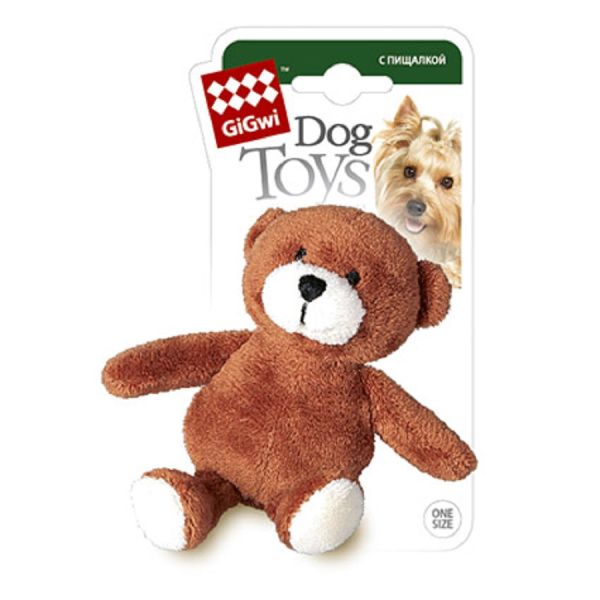 GiGwi: Мишка с пищалкой, серия PLUSH FRIENDZ, игрушка для собак, 9 см, 75022А