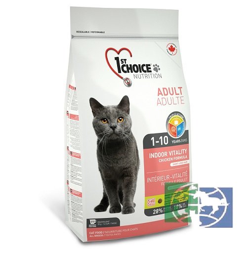 1st Choice Vitality Indoor «Виталити» сухой корм для взрослых домашних кошек (на основе курицы), 10 кг