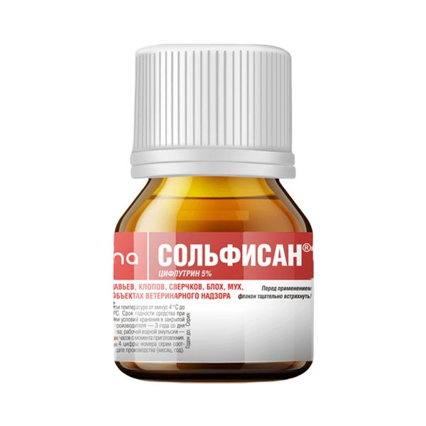 Apicenna: Сольфисан, инсектоакарицидный препарат от клопов, муравьев, тараканов, блох, мух, комаров, 10 мл