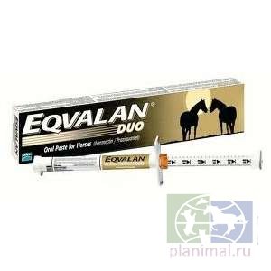 Merial: Эквалан Дуо паста для лошадей, 1,55% ивермектина и 7,75 % празиквантела, 7, 74 гр. на 600 кг