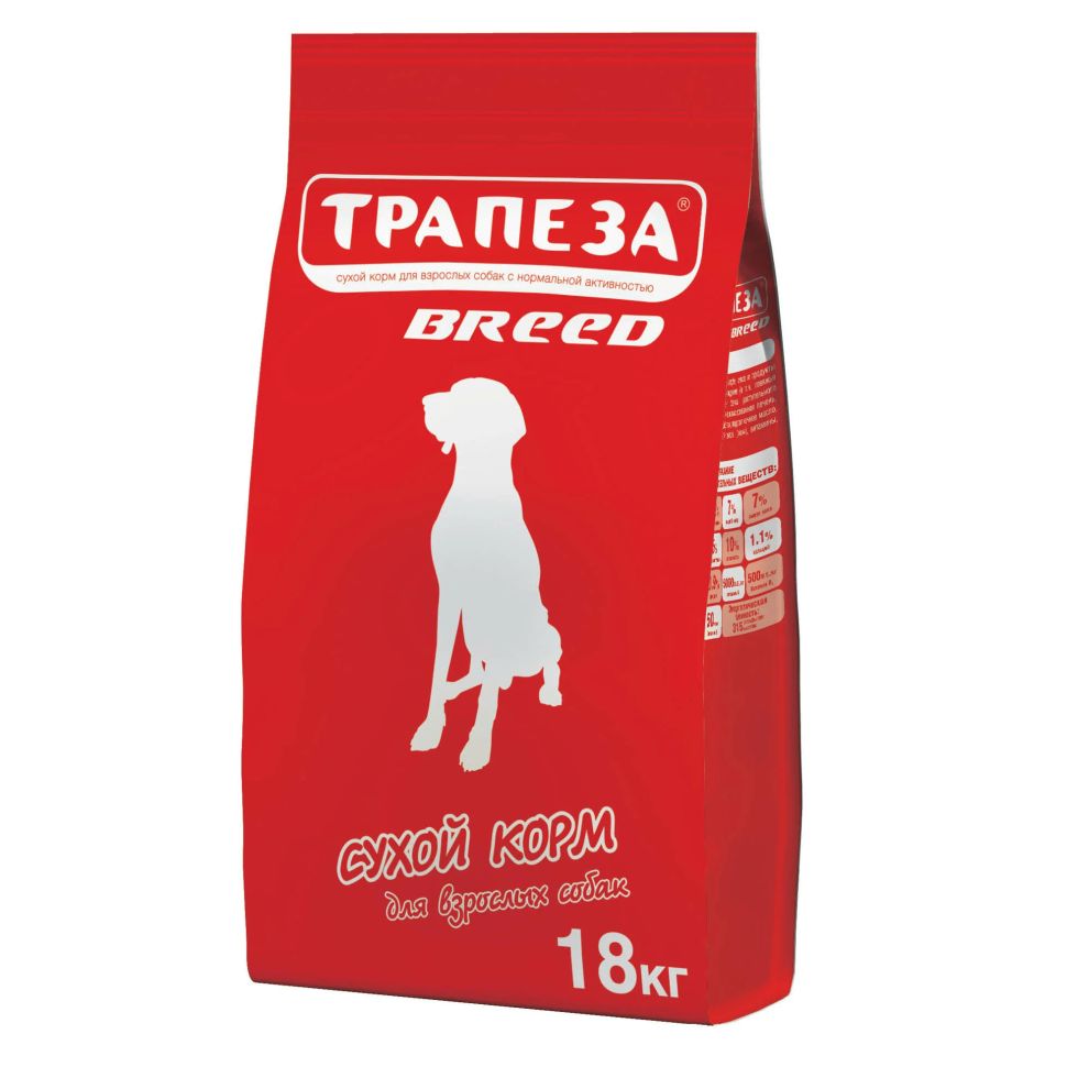 Трапеза: Breed, сухой корм, для собак, с нормальной активностью, 18 кг