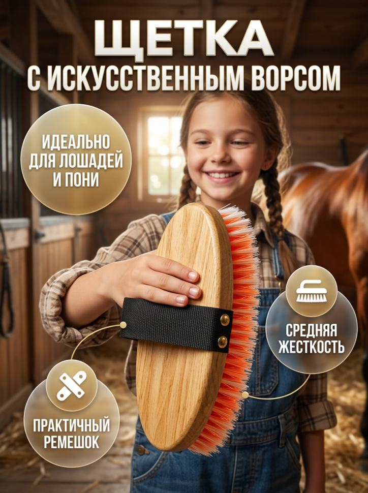 Щетка с искусственным ворсом 26.5 мм, 22 x 9 x 5 см, средней жесткости, арт. 06029 А