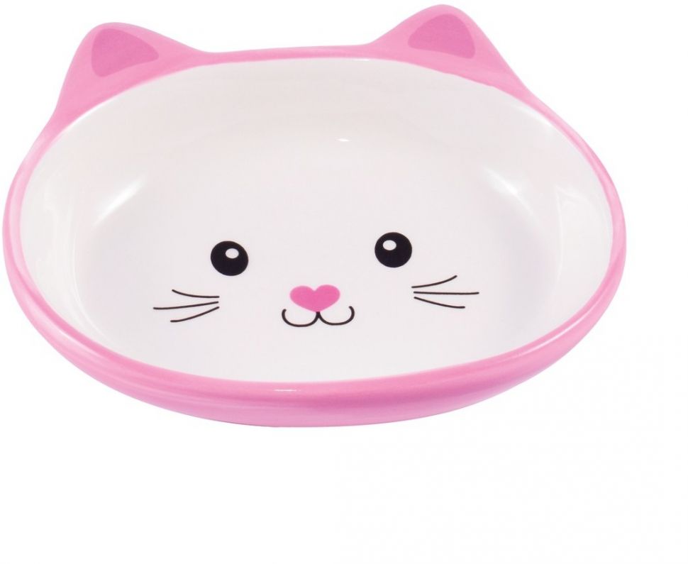 Mr.Kranch: КерамикАрт, миска керамическая, для кошек,  Мордочка кошки, розовая, 160 мл