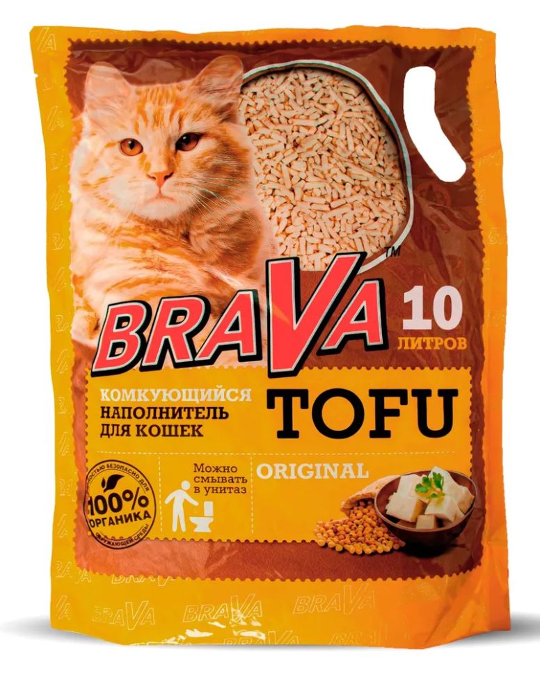 Brava: наполнитель, комкующийся, тофу, original, 10 л