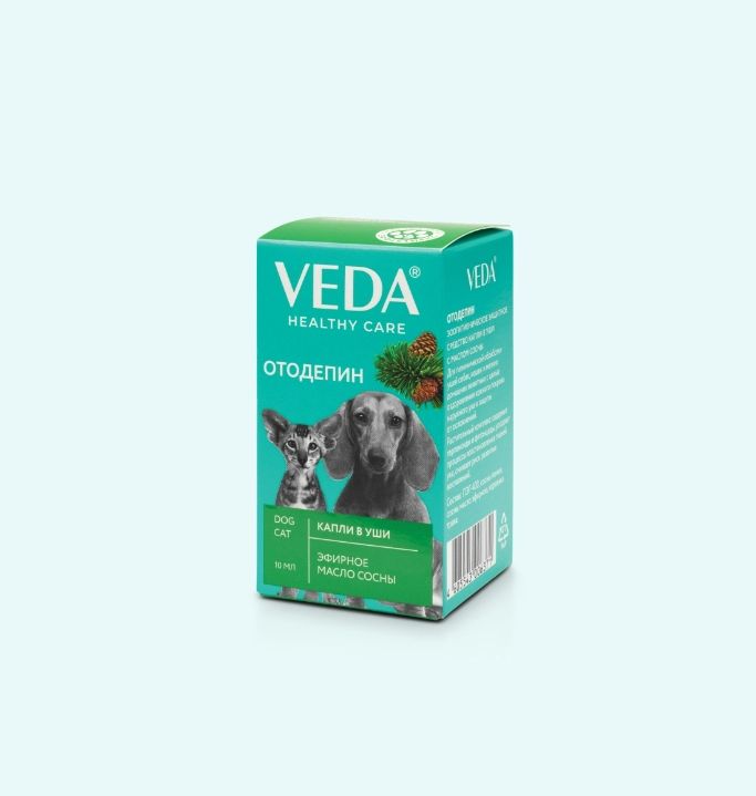 Веда: Отодепин, зоогигиеническое средство, капли для ушей, с маслом сосны, 10 мл