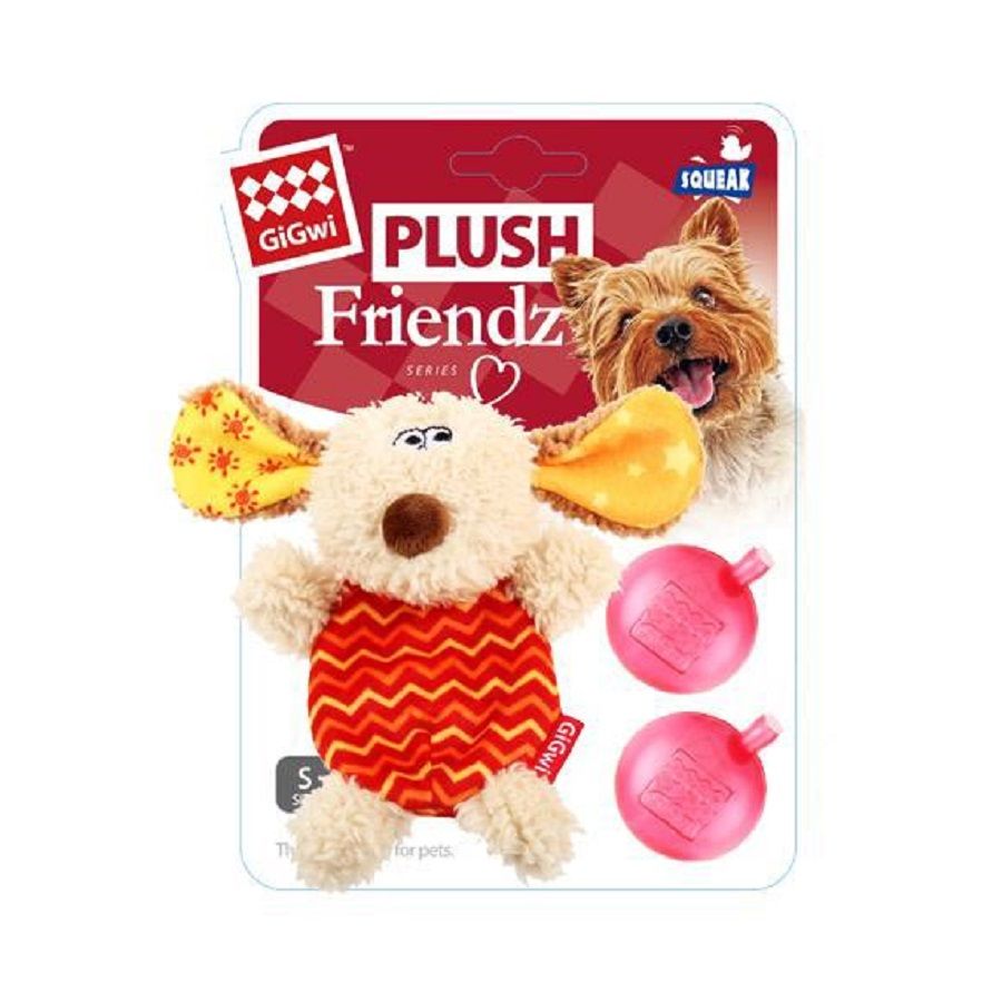 GiGwi: Собачка со сменными пищалками, серия PLUSH FRIENDZ, игрушка для собак, 13 см