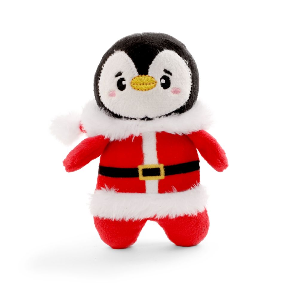 GiGwi X-mas TALES Игрушка мягкая для собак Пингвин в новогоднем костюме с пищалкой 13 см, 85140