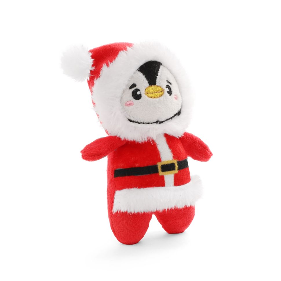 GiGwi X-mas TALES Игрушка мягкая для собак Пингвин в новогоднем костюме с пищалкой 13 см, 85140