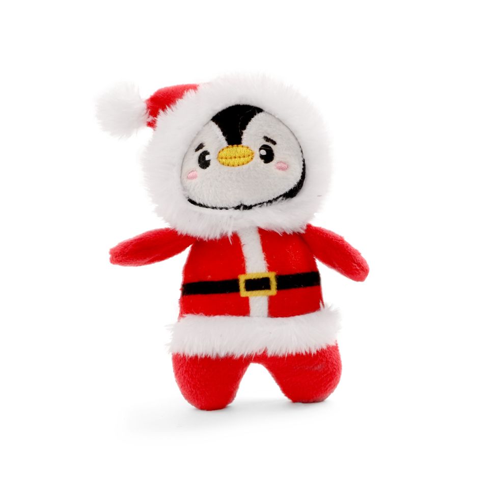 GiGwi X-mas TALES Игрушка мягкая для собак Пингвин в новогоднем костюме с пищалкой 13 см, 85140