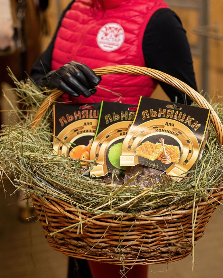 Идальго: Лакомство для лошадей "Льняшки для коняшки" с алтайским мёдом, 200 гр.