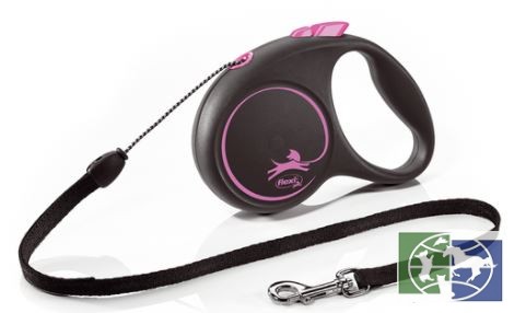 Flexi рулетка Black Design S (до 12 кг) 5 м трос черный/розовый