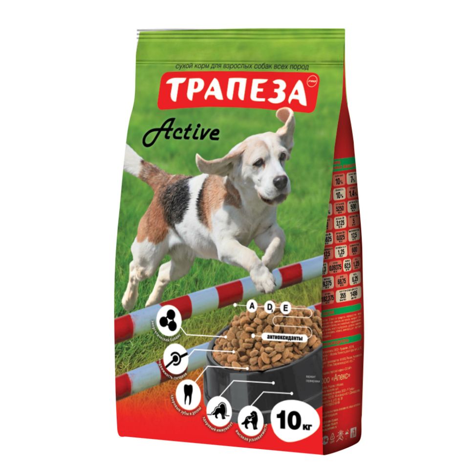 Трапеза Active сухой корм для собак средних пород с повышенной физической активностью, 10 кг
