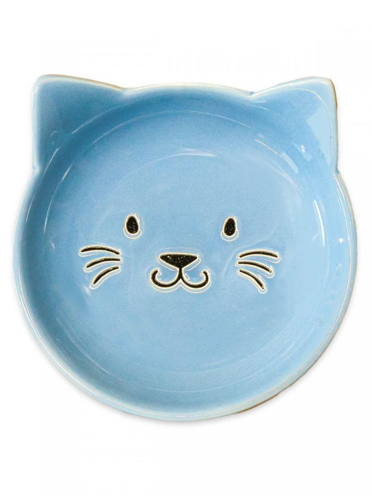 Блюдце Mr.Kranch керамическое Мордочка кошки 80 мл, голубое
